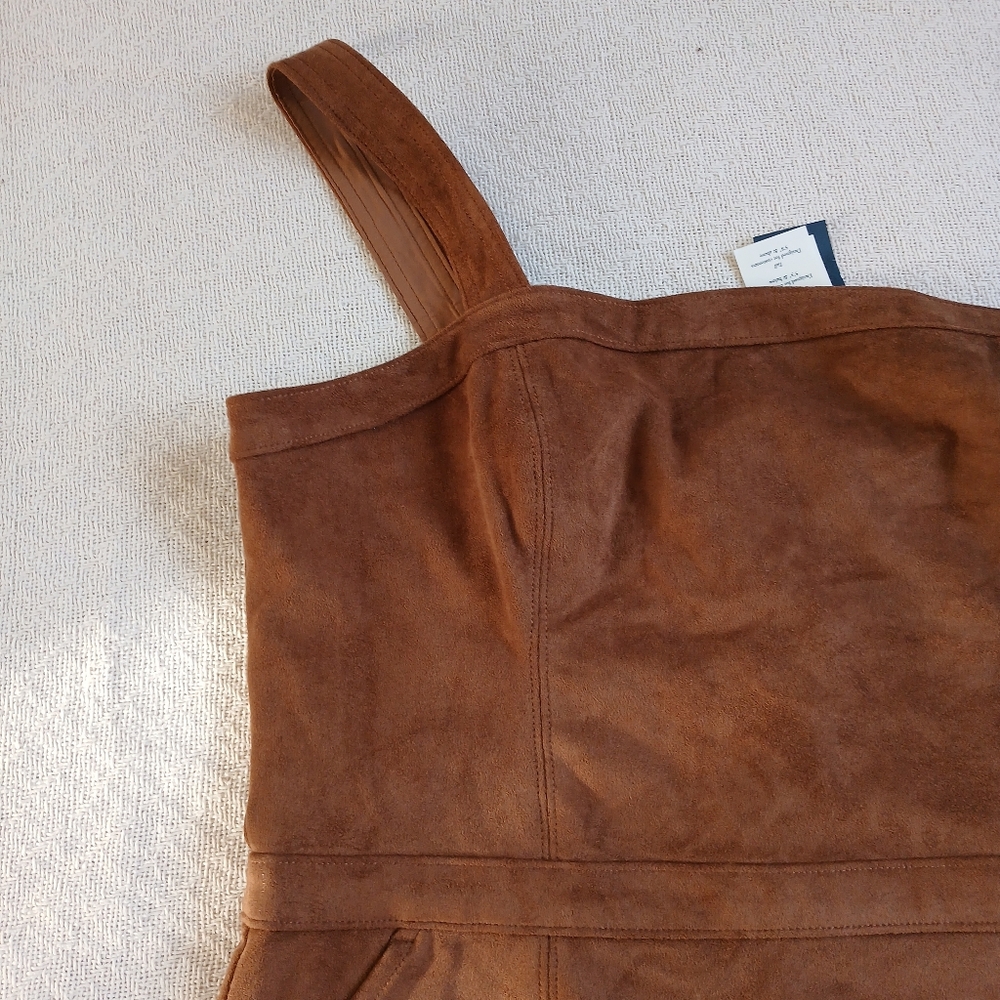 a&f ♡ faux suede pinafore dress overall pockets fall abercrombie & fitch western - Picture 3 of 11